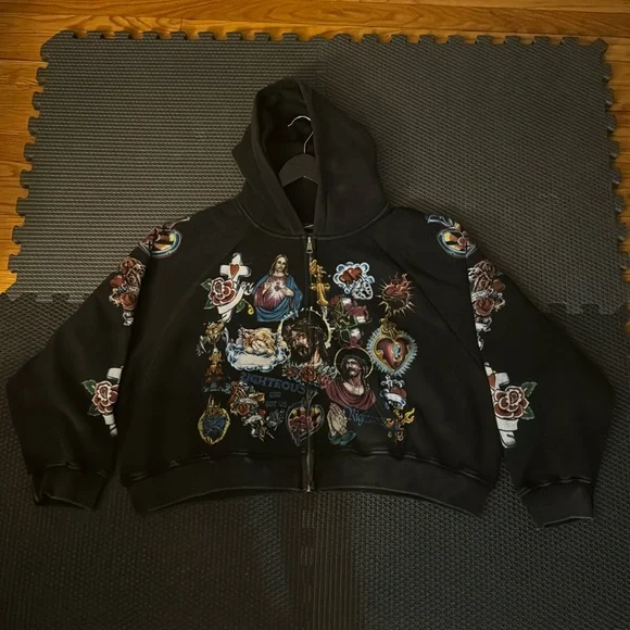 トップス we are righteous full zip Parker We Are Righteous Zip Up Hoodie – Thevintagevaultclawson